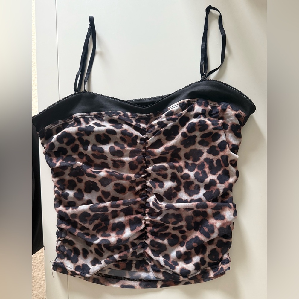 Leopard Print Ruched Cami Top